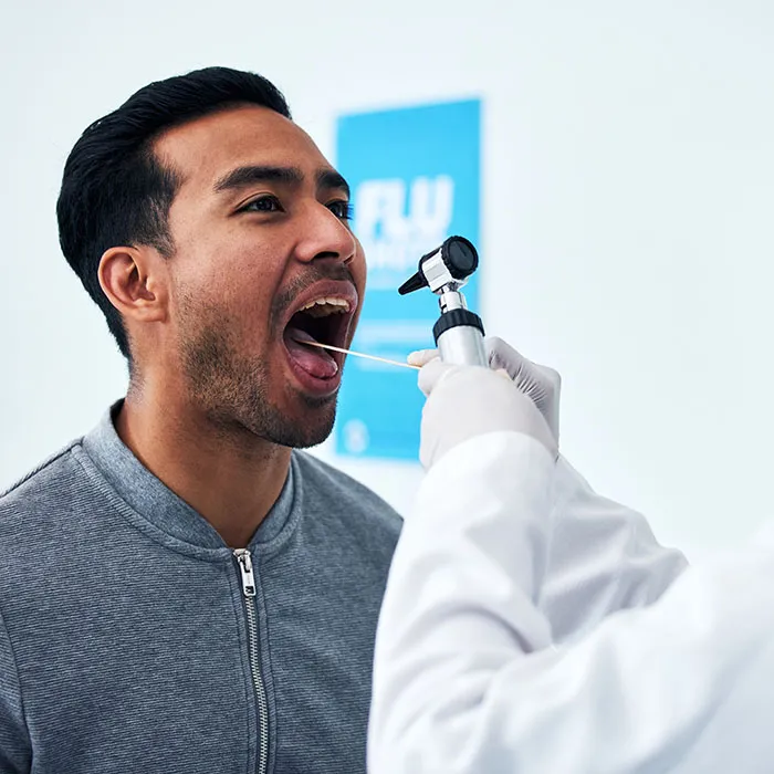 Oral cancer screening examination at dental office